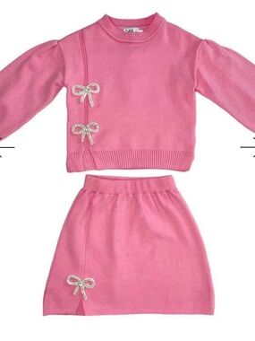 Lola + The Boys Pink Knit Sweater & Skirt Set